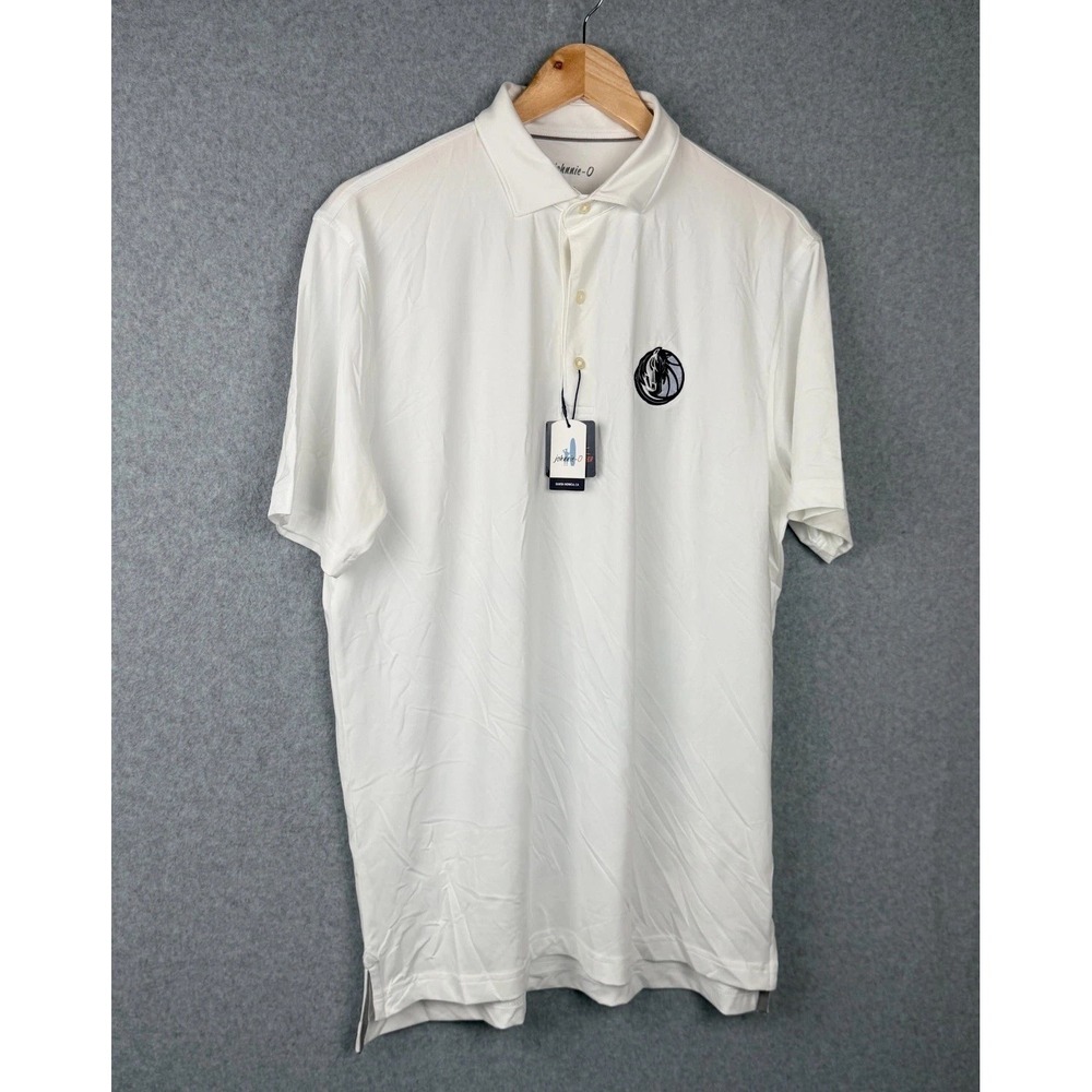 Johnnie-O White Dallas Mavericks Polo Shirt Men Medium UPF 50 NWT